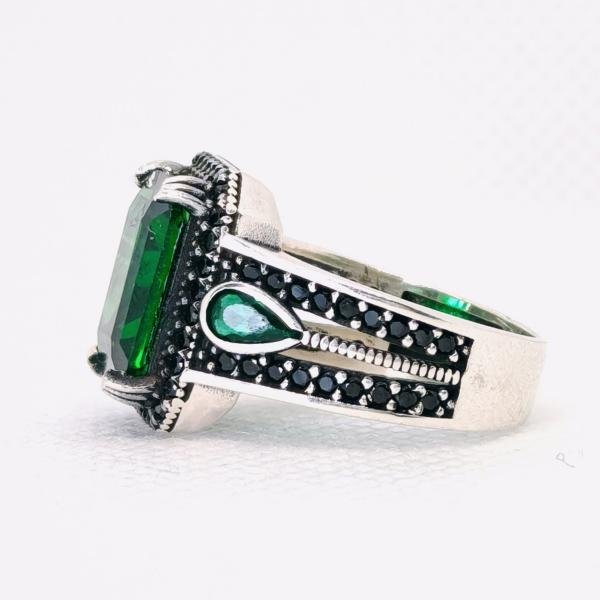 خاتم حجر تورمالين اخضرعيار925